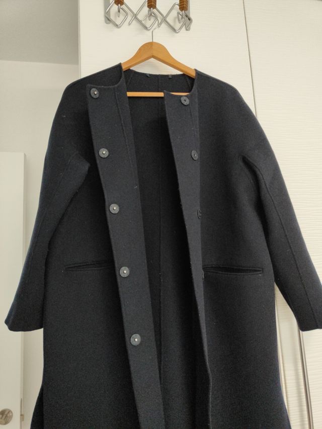 Abrigo Massimo Dutti mujer azul marino 