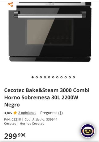 Cecotec Bake&Steam 3000 Combi Horno