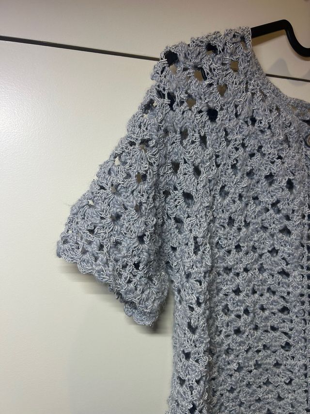 Giacca uncinetto manica corta grigia