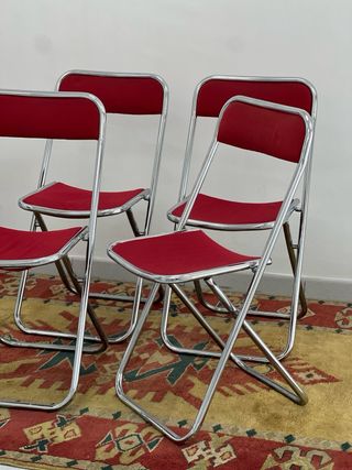 Sillas plegables cromadas estilo Space Age Años 70