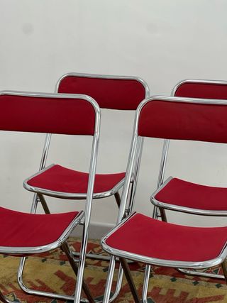 Sillas plegables cromadas estilo Space Age Años 70