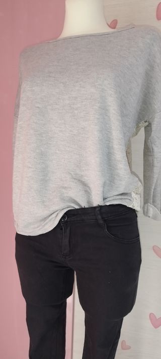 Conjunto Ropa Mujer: Jersey Gris y Pantalón Negro