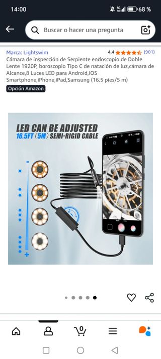 Cámara inspección Endoscopio USB-C