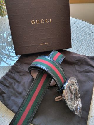 Cinturón Gucci, Negro/Verde/Rojo, hebilla G