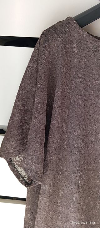 Maglietta Pizzo Donna Taglia Unica Marrone