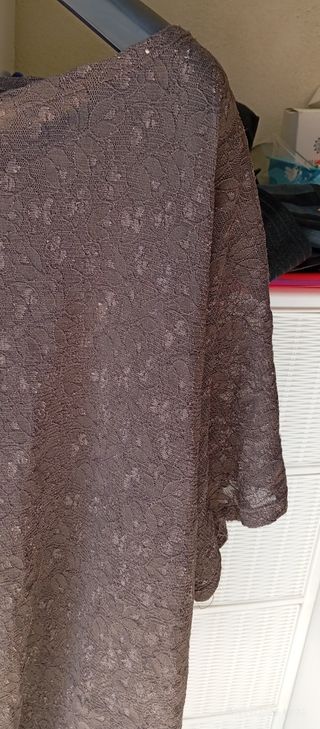 Maglietta Pizzo Donna Taglia Unica Marrone