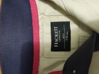 Polo Hackett niño manga corta beige/azul