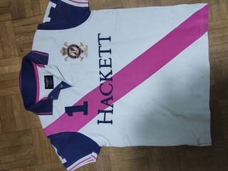 Polo Hackett niño manga corta beige/azul
