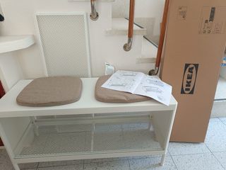 Banco Zapatero IKEA Mackapar Blanco con cojines