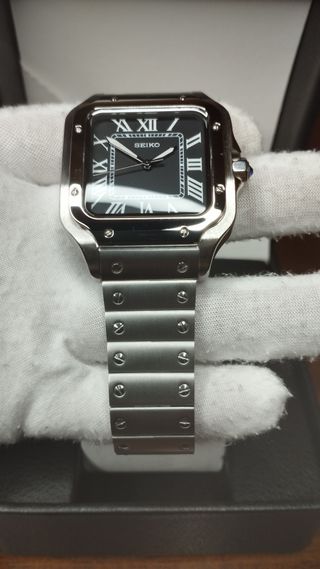 Reloj Seiko Mod Santos-Dumont Negro y Blanco