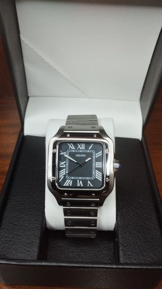 Reloj Seiko Mod Santos-Dumont Negro y Blanco