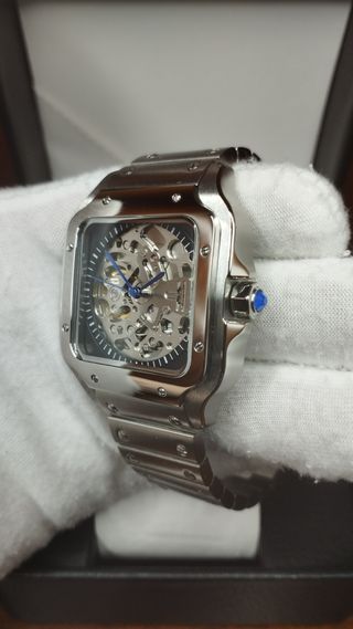 Reloj Seiko Mod Santos-Dumont Skeleton Gris Negro