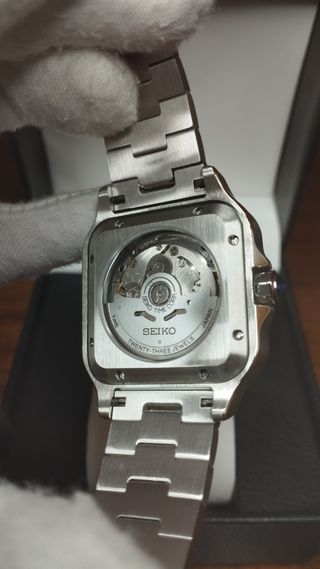 Reloj Seiko Mod Santos-Dumont Skeleton Gris Negro