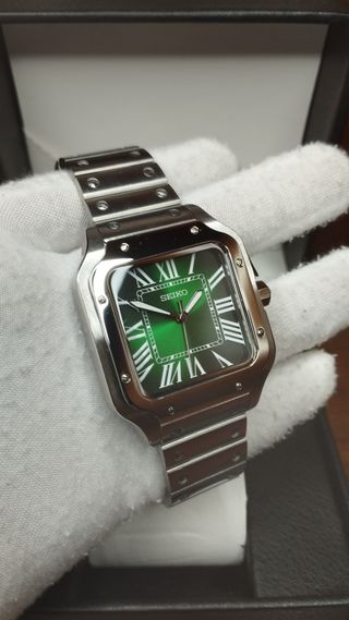 Reloj Seiko Mod Santos-Dumont Verde Oscuro Blanco