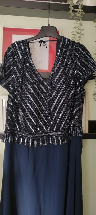 Vestido azul plateado con lentejuelas