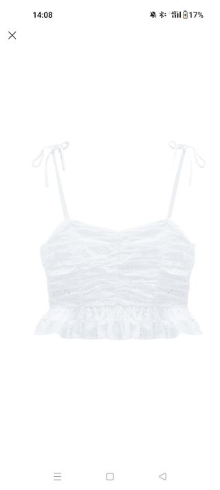 Top Zara blanco bordado