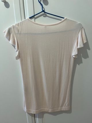 Camiseta Only rosa manga volante