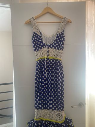 Traje de flamenca azul y verde talla 36