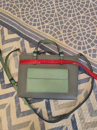 Bolso Tous Gris azul  y Verde Original