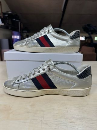 Zapatillas Gucci Ace Plata Originales