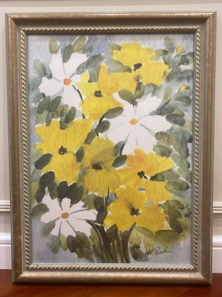 Cuadro vintage flores marco madera