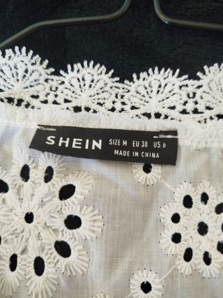 Camisa bordada SHEIN blanca talla M
