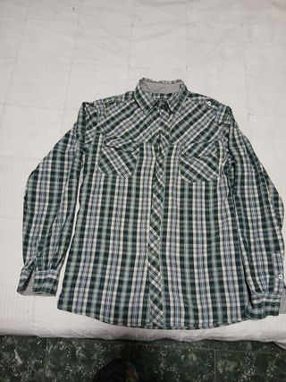 Camisa de cuadros hombre verde y blanco
