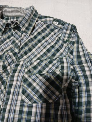 Camisa de cuadros hombre verde y blanco