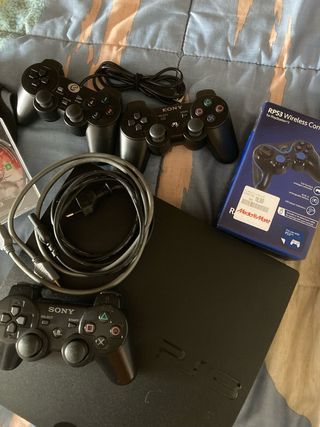 Consola PS3 Slim Negra + 5 Juegos + Mandos