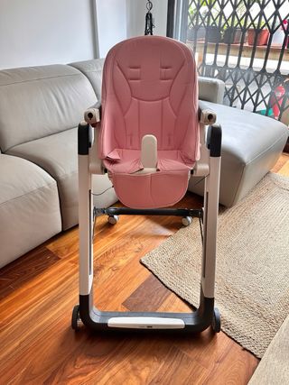 Trona de comedor plegable rosa
