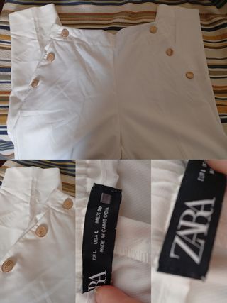 Pantalón Zara blanco botones talla L