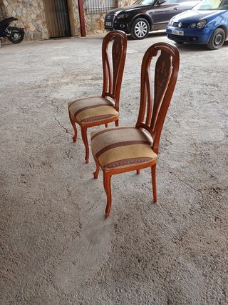 Juego de 2 sillas de comedor madera y tela