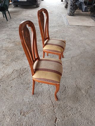 Juego de 2 sillas de comedor madera y tela