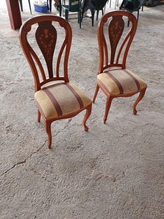 Juego de 2 sillas de comedor madera y tela