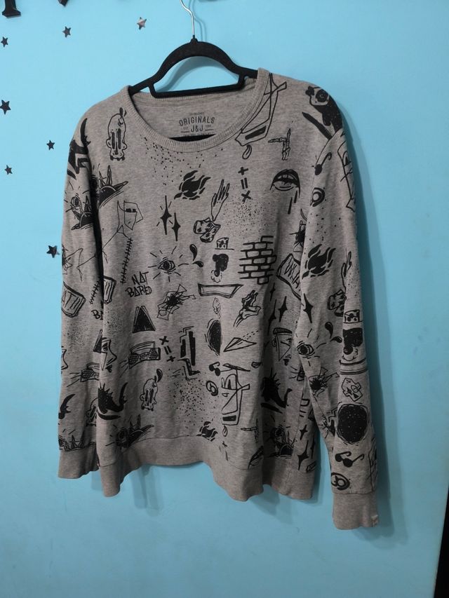 Sudadera Jack & Jones Estampada Gris Hombre