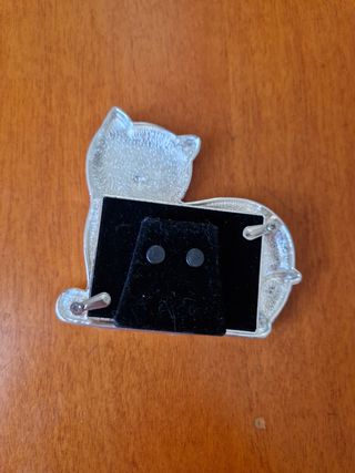 Portafoto gatto beige/argento metallo