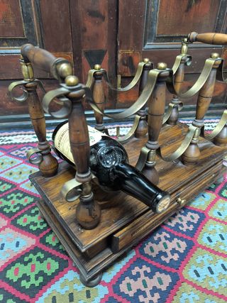 Botellero antiguo madera y metal