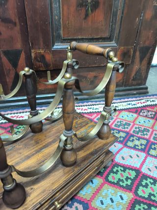 Botellero antiguo madera y metal