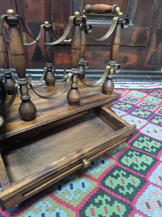 Botellero antiguo madera y metal