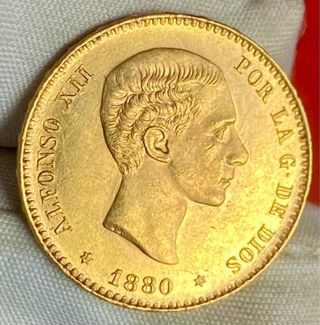 Moneda Oro 25 Ptas Alfonso XII 1880