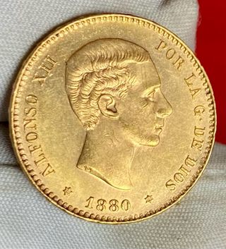 Moneda Oro 25 Ptas Alfonso XII 1880