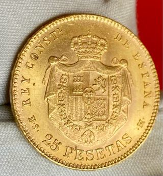 Moneda Oro 25 Ptas Alfonso XII 1880