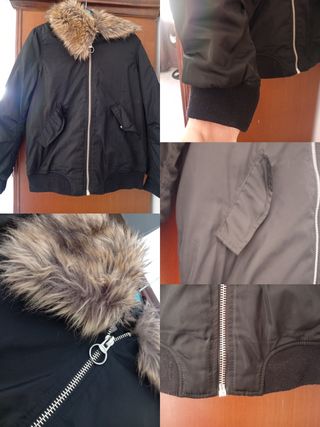 Chaqueta bomber con capucha de pelo