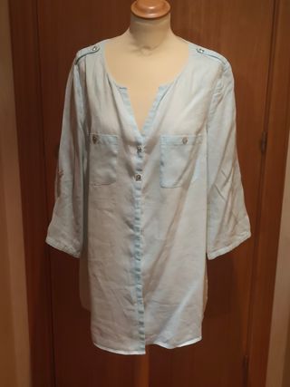 Blusa Monsoon Azul verde Lino