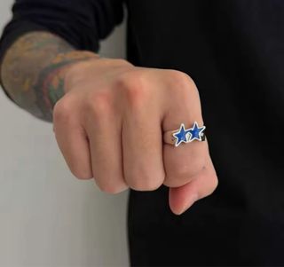 Anillo TwoJeys Estrellas Plata y Negro