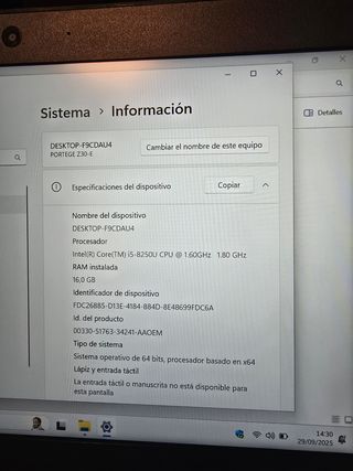 Portátil Toshiba Portege i5 16GB RAM SSD 256GB