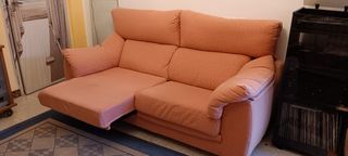 Sofá cama 2 plazas tela naranja/rosa
