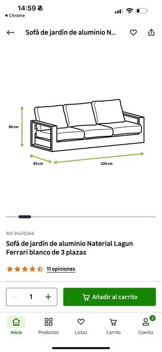 Sofá jardín aluminio Lagun Ferrari blanco 3 plazas