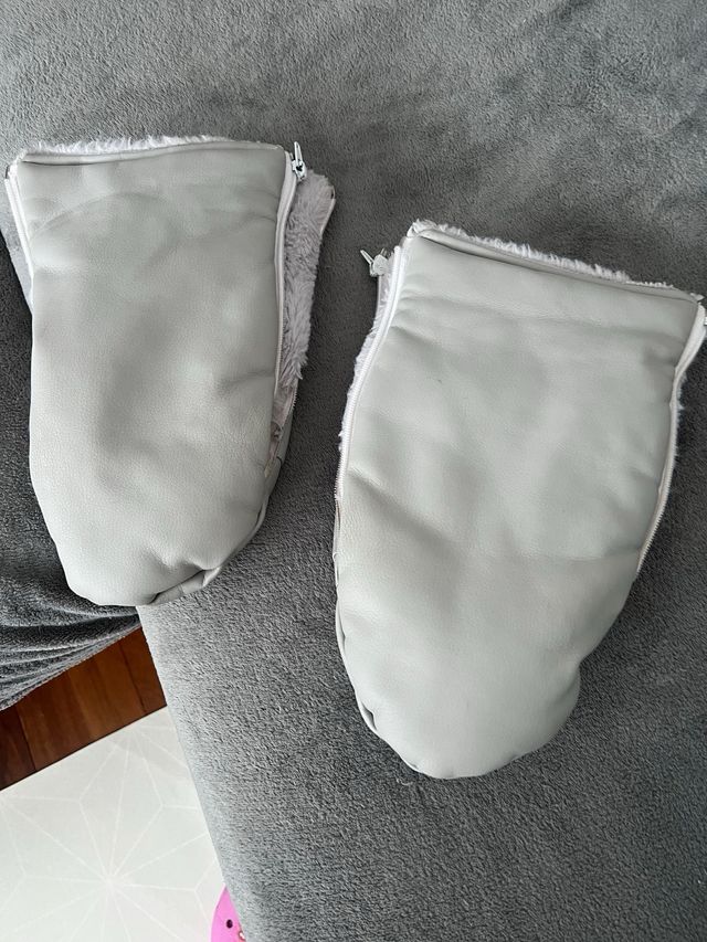 Manoplas piel carrito gris