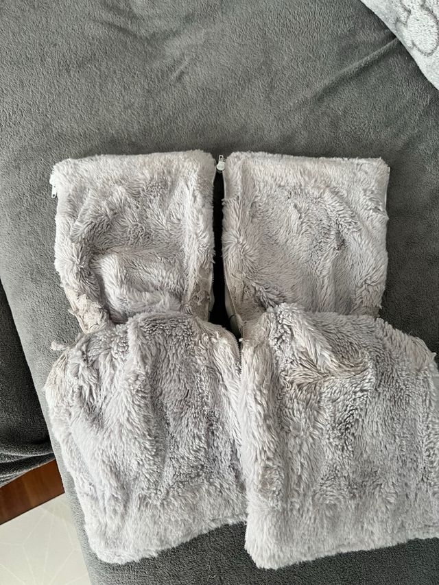 Manoplas piel carrito gris